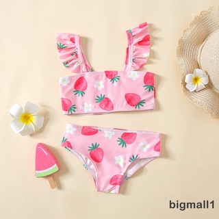 Bộ đồ bơi hai mảnh họa tiết dâu tây dễ thương cho bé gái 2-6 tuổi