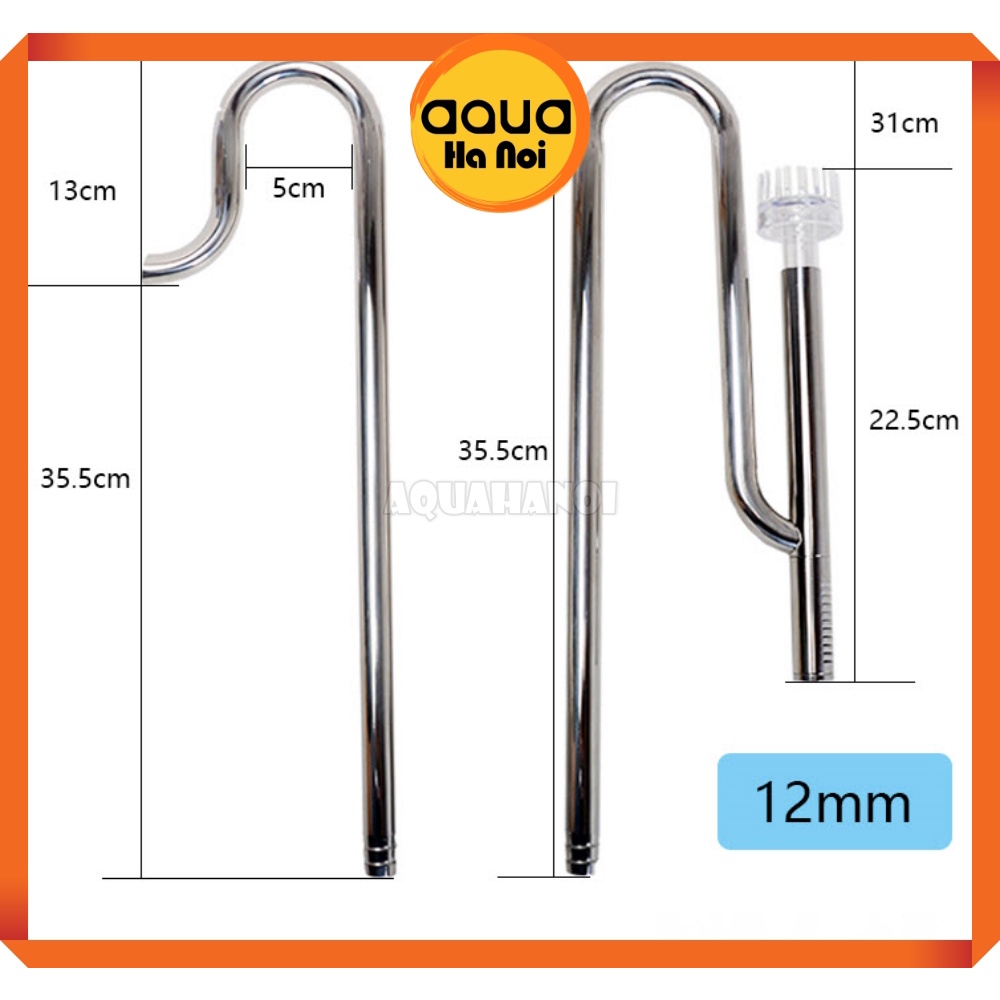Bộ In out inox Mufan - Có lọc váng - Phi 12/16 mm - In Out dùng cho lọc thùng ngoài bể cá thủy sinh