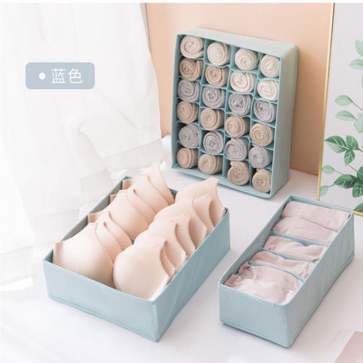 Hộp đựng đồ lót vải không dệt Set 3 cái 6, 7, 24 ngăn - Khay bảo quản đựng tất vớ sạch sẽ, tiết kiệm diện tích