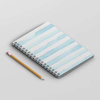 Sổ tay bullet journal trắng trơn, chấm bi, kẻ dòng, caro bìa mềm 180 trang A5 hình màu nước xanh PA015