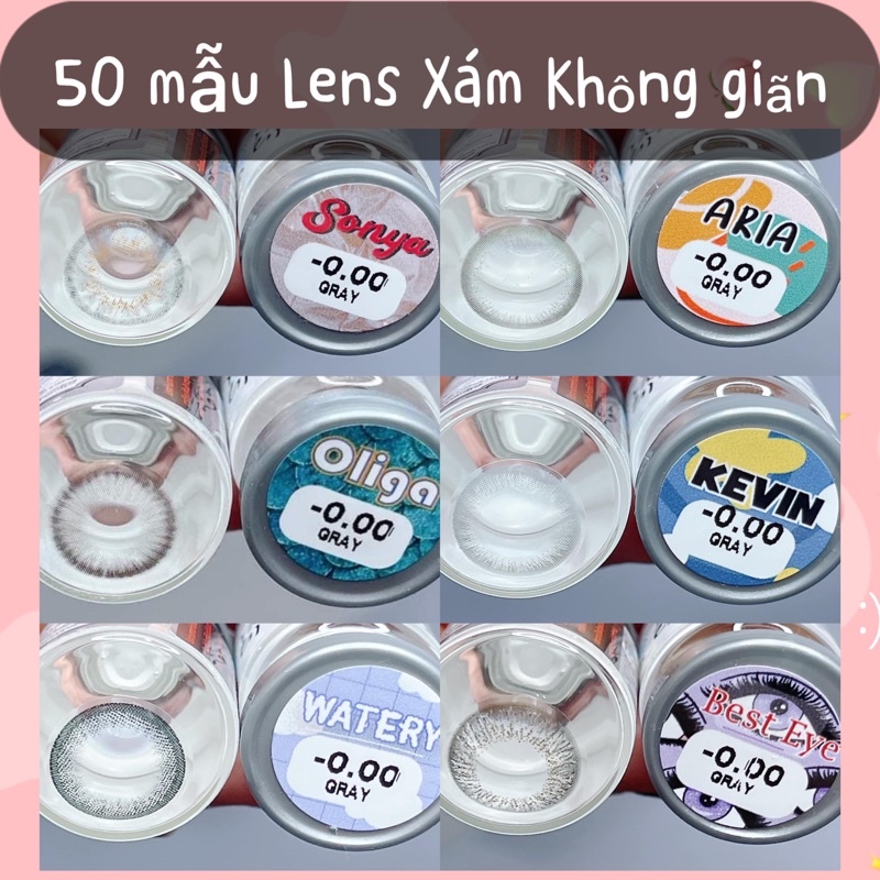 50 mẫu lens Xám Gray -Hot size không giãn 14,0mm không độ_kính áp tròng xám_Sam Eyes_Lens Sam Samm (FREE SHIP)