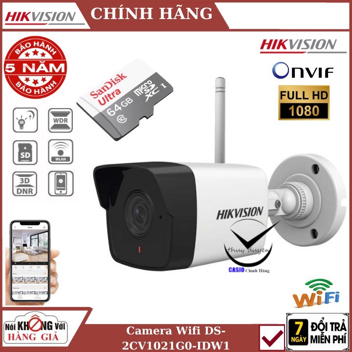 [Mã 155ELSALE giảm 7% đơn 300K] Camera Wifi HIKVISION DS-2CV1021G0-IDW1 2MP , phát hiện chuyển động , đàm thoại 2 chiều