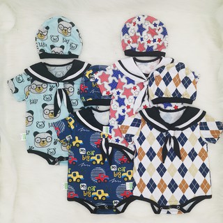 Bộ Bodysuit Hải Quân Nhiều Hình Cho Bé - Mihababy - BDSTNHAIQUAN_MIX1
