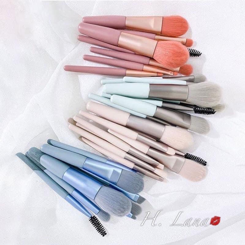 Bộ Cọ Trang Điểm 8 Cây Vintage Siêu Cute Trong Túi Zip Hàn quốc chuẩn loại 1