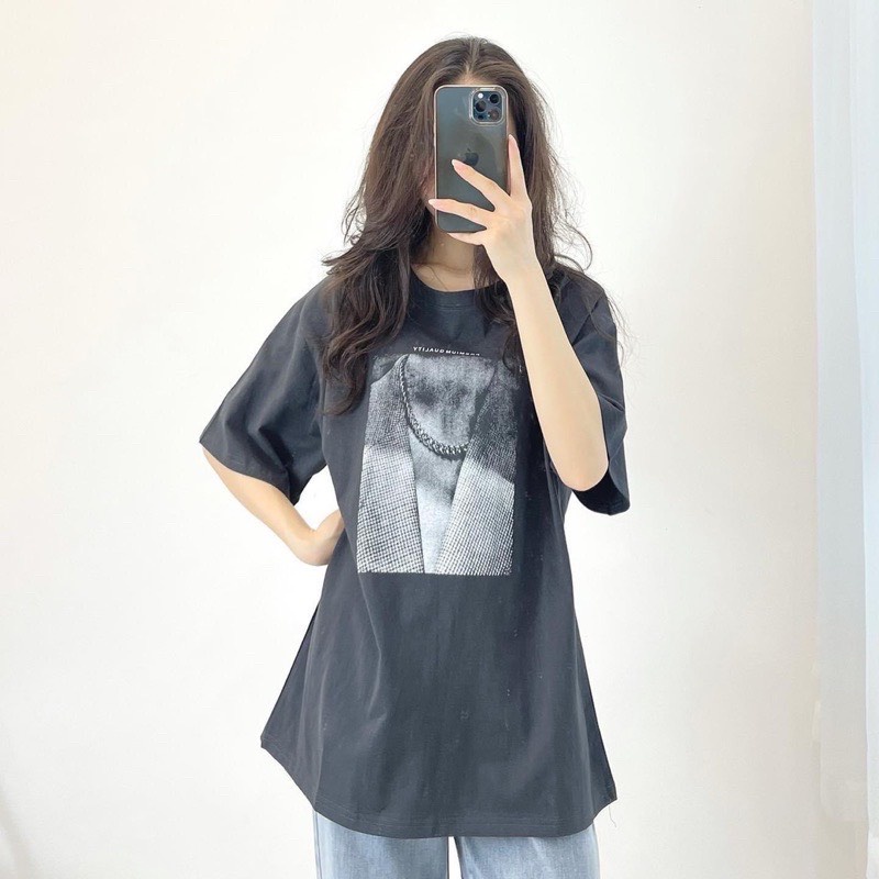 Áo phông 3158 Chất Cotton Khô  QUẢNG CHÂU Nam Nữ Unisex, Áo thun tay lỡ dây chuyền in 3d Oversize fom rộng Basic