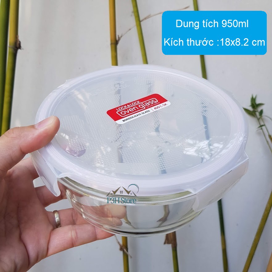 Hộp thủy tinh chịu nhiệt Lock&amp;lock OvenGlass dung tích 950ml hình tròn LLG861