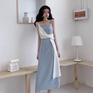 Đầm 2 dây vạt chéo có sẵn size s