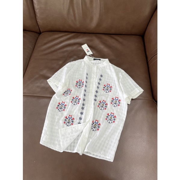 ✅Freeship✅Áo thêu cổ trụ. Hình thật shop chụp