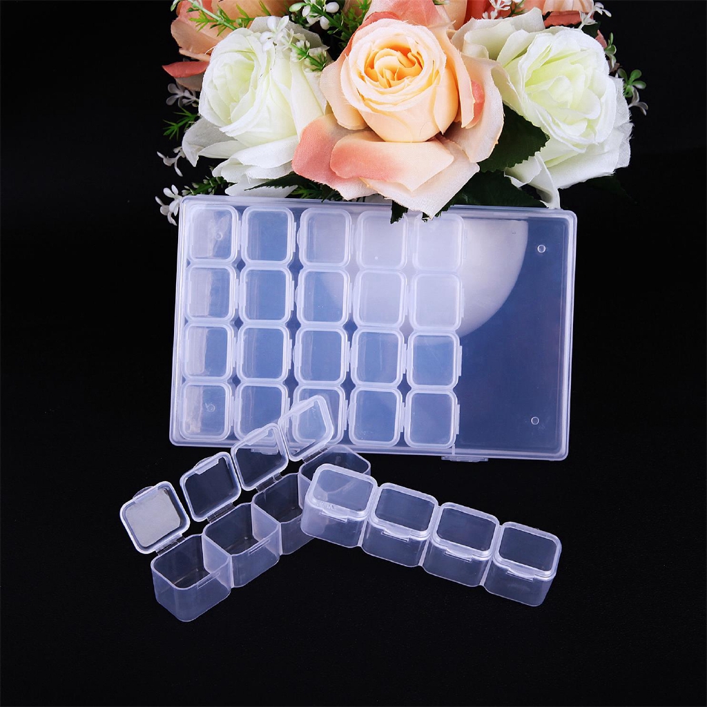 28 Grid Storage Box Practical Adjustable Plastic Case for Jewelry Display，Nail Art Tools Organizer