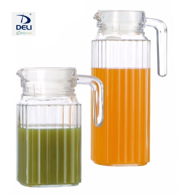 Set 2 bình rót nước có quai kiểu dáng sọc 1000ml và 500ml