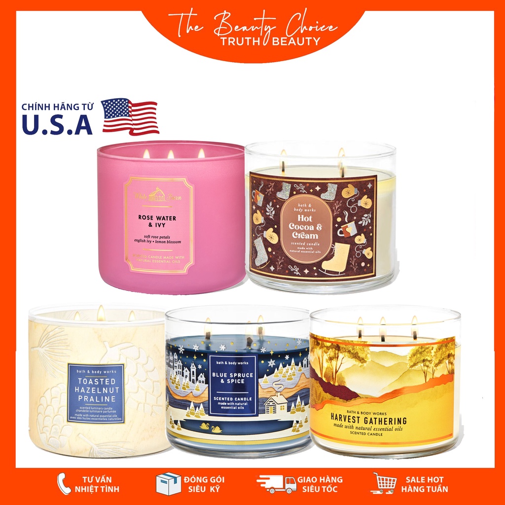 Nến thơm Bath & Body Works 3 tim (411g)