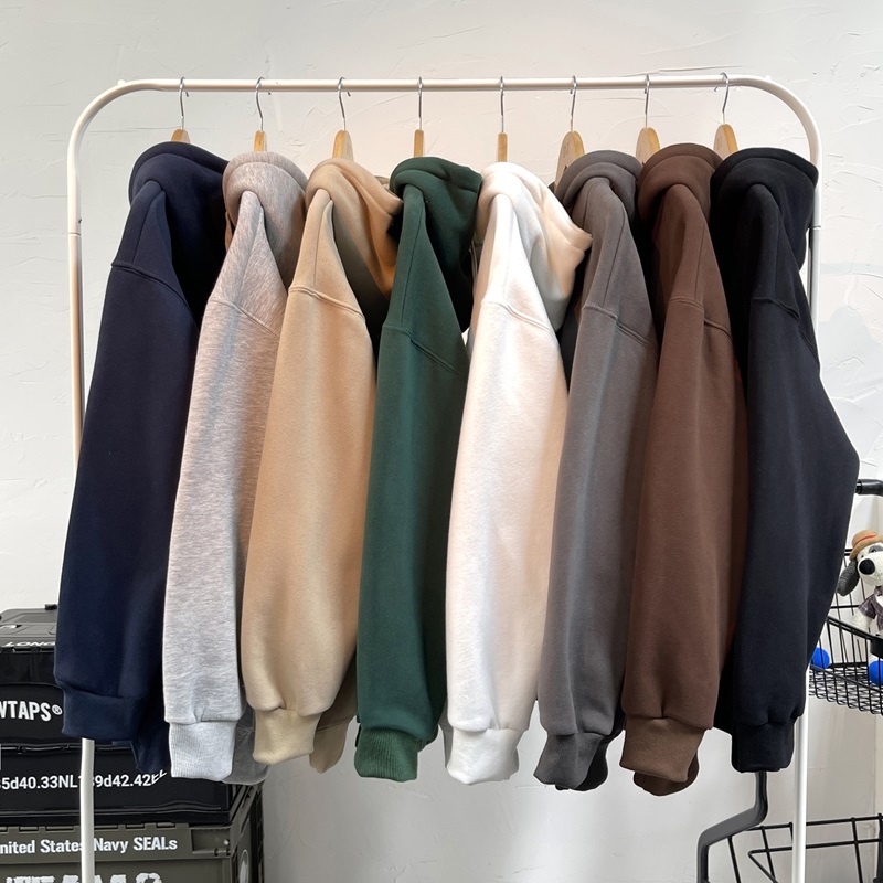 Áo Hoodie Trơn 2 Lớp Dày Dặn Phối Túi Kèm Dây Dip Bọc, Nỉ Ngoại Mịn Cao Cấp Phong Cách Unisex Trẻ Trung