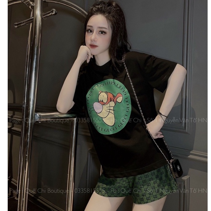 Bộ hổ G G mix quần short đùi họa tiết chữ 554