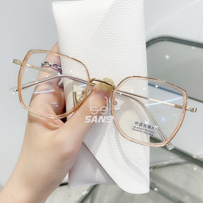 Mắt kính gọng kim loại chống ánh sáng xanh phong cách retro Hàn Quốc