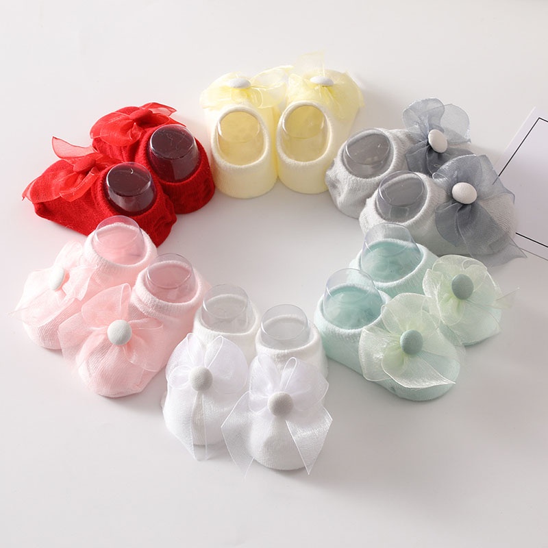 Set đôi vớ và băng đô co giãn đính nơ xinh xắn đáng yêu dành cho bé gái