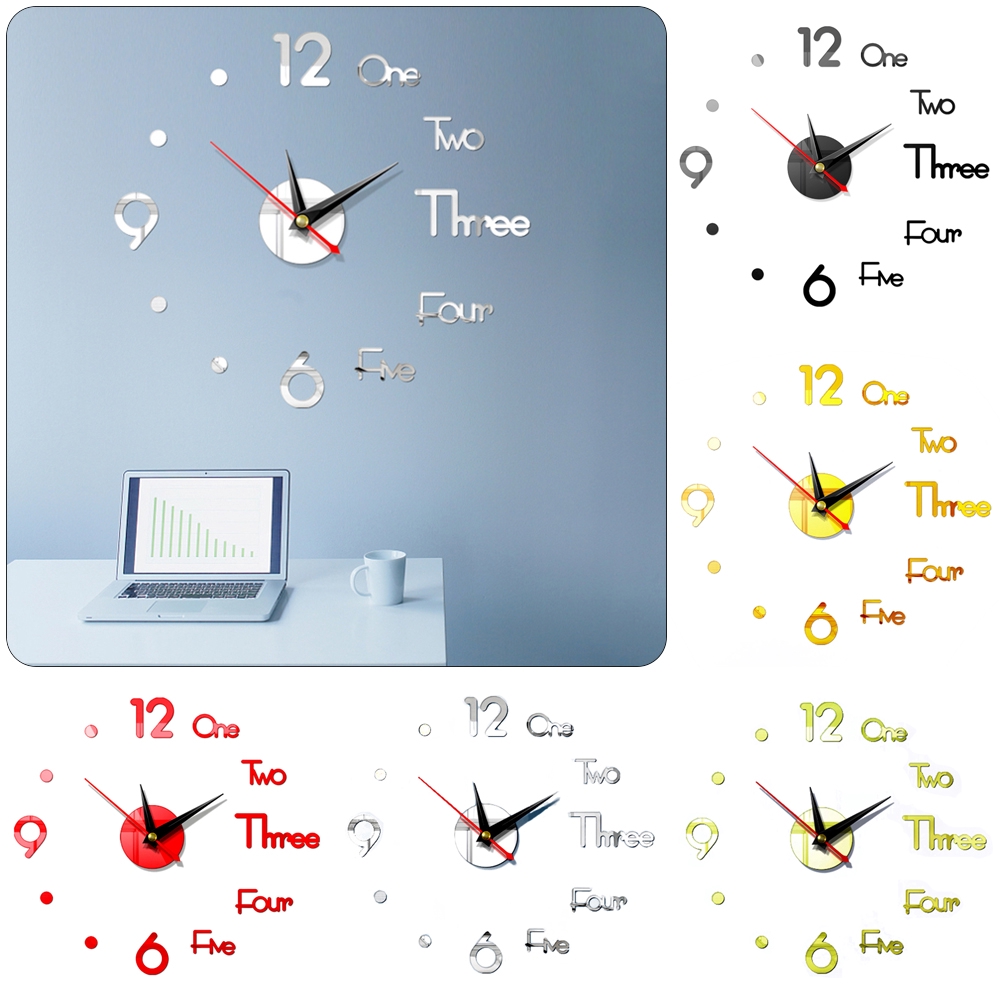 Đồng Hồ Dán Tường 3d Phong Cách Hiện Đại Dùng Trang Trí Phòng Khách / Ngủ