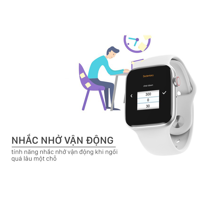 Đồng Hồ Thông Minh W34 iWatch Series 4 Hỗ Trợ Tiếng Việt Nghe Gọi - Đồng Bộ Thông Báo Từ Điện Thoại Qua Bluetooth