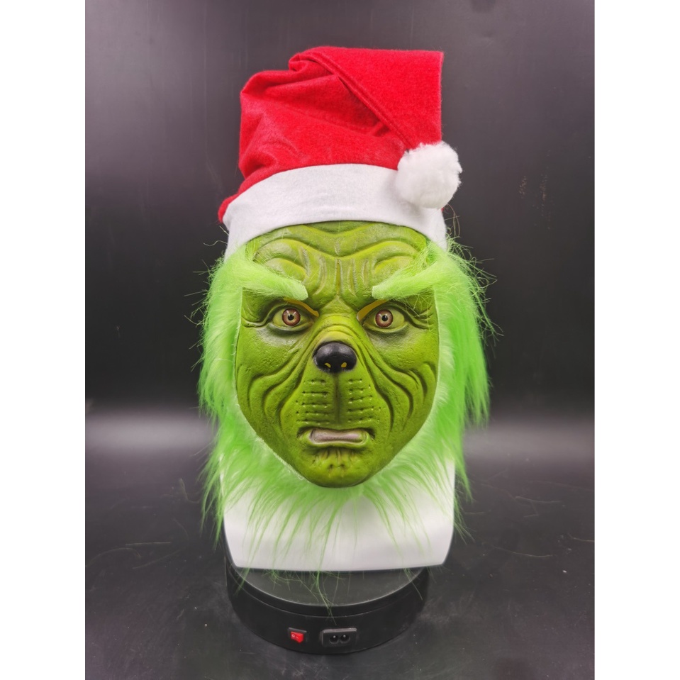 Mặt Nạ Quái Vật Màu Xanh Lá Cây Bằng Latex Hóa Trang Halloween / Giáng Sinh