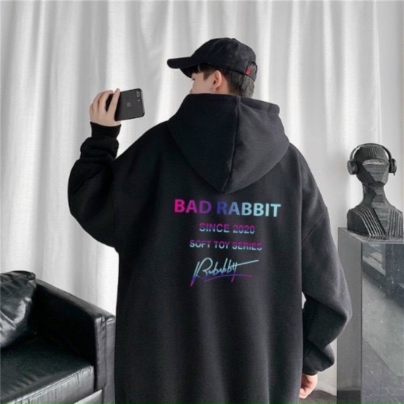 áo hoodie pe in thỏ có nón from rộng phong cách hàn quốc siêu đẹp