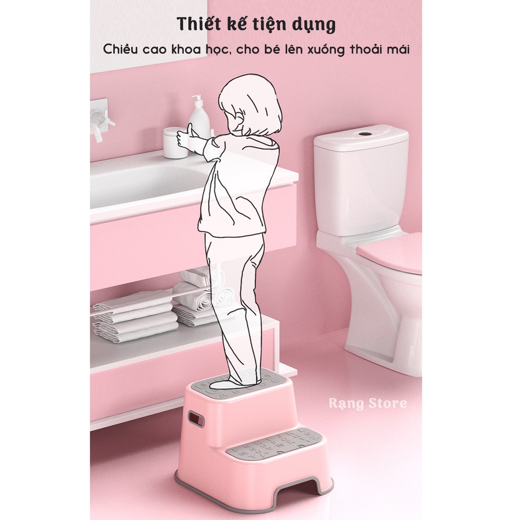 Ghế bậc thang cho bé đa năng NUMbaby ghế kê chân Toilet cho bé để chân bồn cầu gác chân cho bé chống táo bón (bậc hồng)
