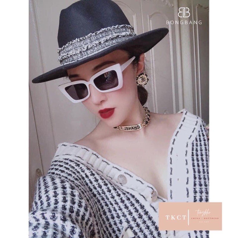 Kính râm Nam Nữ Thời trang cá tính chữ nhật vuông sang chảnh - Kính râm v viền trắng | BigBuy360 - bigbuy360.vn