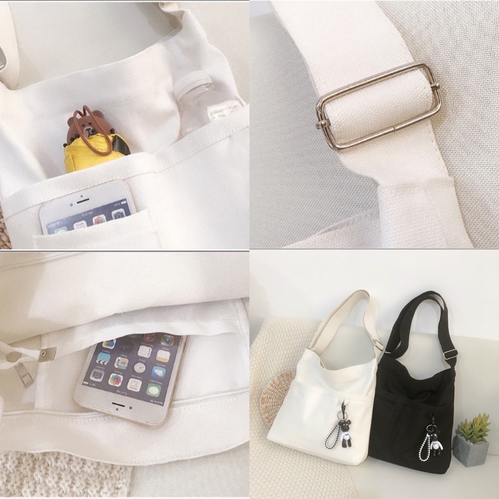 Túi đeo chéo nam nữ Đeo Vai phong cách Hàn Quốc chất vải canvas dày dặn đi học đi chơi