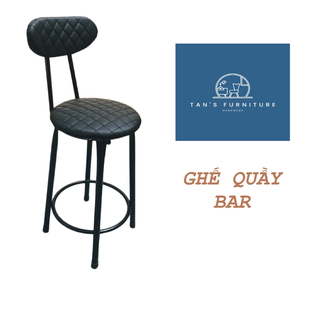 Ghế quầy bar cao - Ghế ban công, thu ngân có tựa nệm êm xe hơi thủ công nhiều mẫu