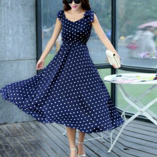 Đầm dự tiệc xòe chấm bi-DN07210