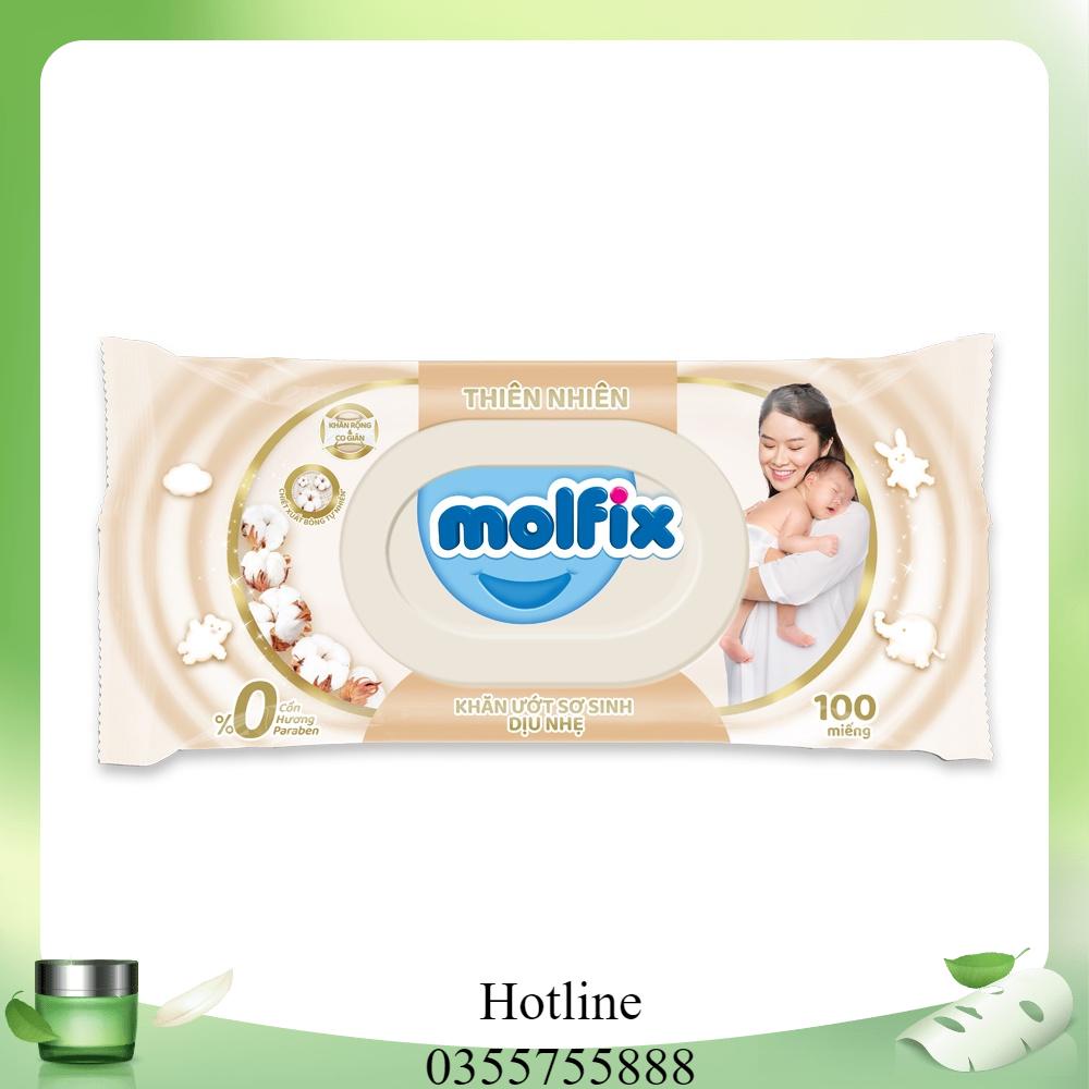 Khăn ướt Molfix Thiên nhiên Sơ Sinh Dịu Nhẹ - Gói 100 miếng