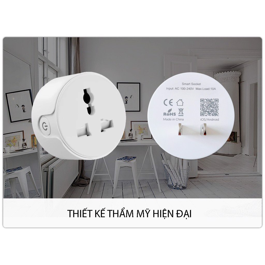 Ổ CẮM THÔNG MINH WIFI, ĐIỀU KHIỂN TỪ XA BẰNG ĐIỆN THOẠI, CHÍNH HÃNG, BẢO HÀNH 24 THÁNG