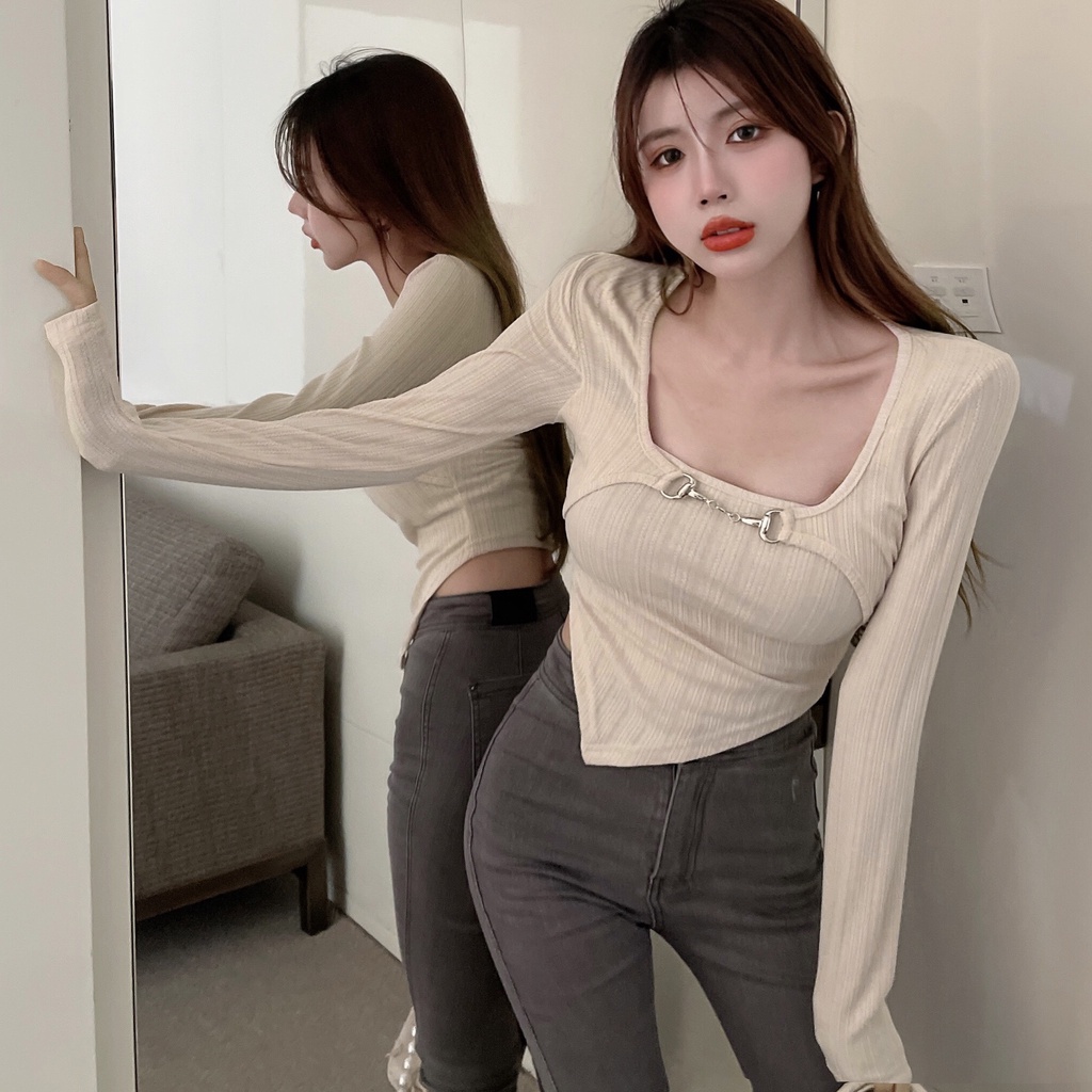 Porozi  Áo sweater nữ  tay dài màu sắc đơn giản thời trang