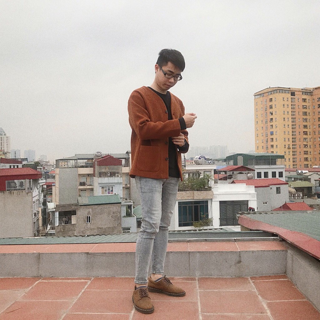 Áo khoác dạ dáng cardigan form hàn quốc. Áo dạ 2 lớp dày dặn