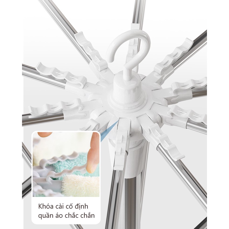 Sào Giá Phơi Đồ Inox 50 Móc Đa Năng Thông Minh Gấp Gọn Cho Bé
