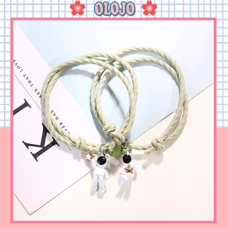 1 Cặp Vòng Tay Dây Thừng Bện Gắn Nam Châm Hình Phi Hành Gia Thời Trang Dành Cho Cặp Đôi Học Sinh Nữ