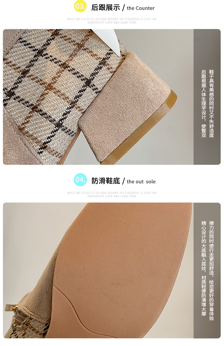 Bốt Nữ đính Nơ hoa gót vuông cao 5P Cổ Cao Da Lộn Phong Cách Pháp | BigBuy360 - bigbuy360.vn