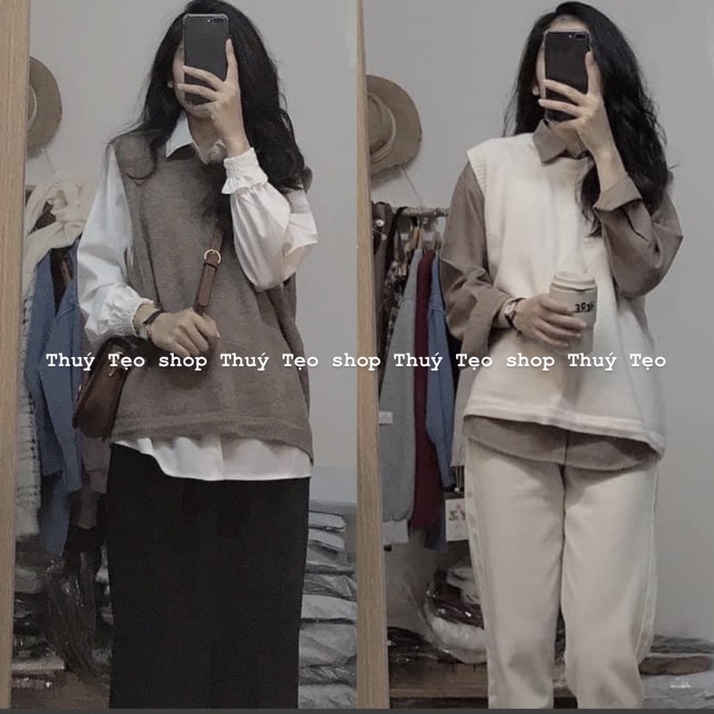 [Hàng sẵn] ÁO GILE LEN TRƠN CÚC LƯNG CHẤT MỀM