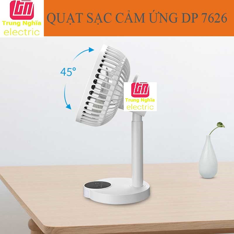 [DP SIÊU MÁT] QUẠT SẠC CAO CẤP CẢM ỨNG DP 7626 CÓ ĐÈN LED CAO 31 CM