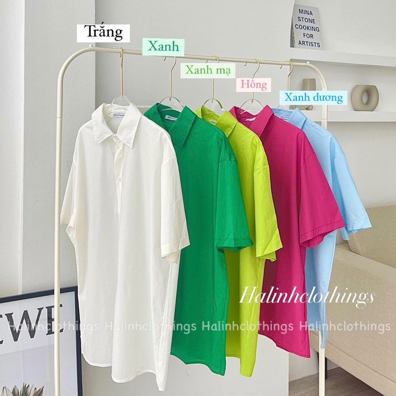 Sơ mi cộc tay trơn dáng rộng freesize | BigBuy360 - bigbuy360.vn