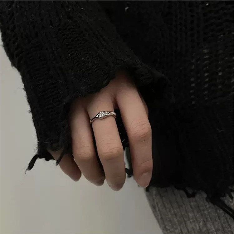 Nhẫn Bạc Đính Đá Zircon Phong Cách Thời Trang Hàn Quốc Cho Nữ