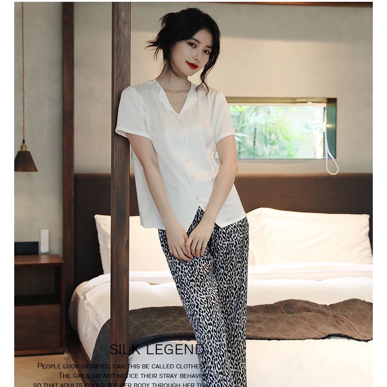 Đồ Ngủ Lụa Pijama Tay ngắn Quần Dài Satin Mềm IVY661