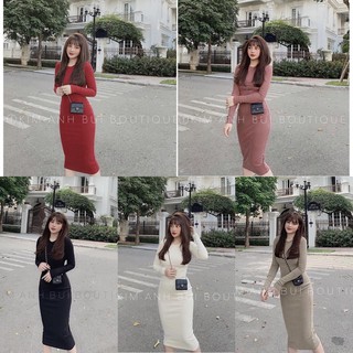 Bán sỉ váy body len tăm cổ tròn