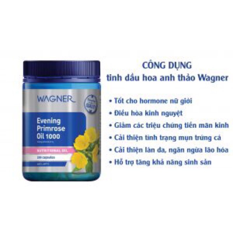 Viên uống tinh dầu hoa anh thảo - Evening Primrose Oil Wagner [ 200 viên ]