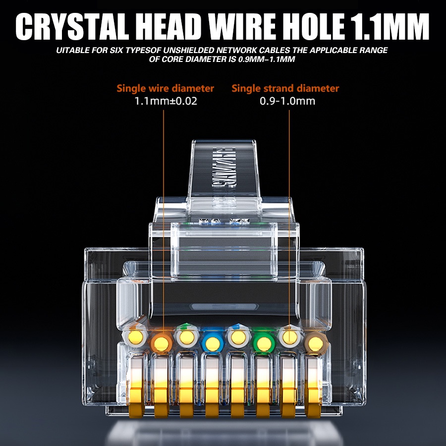 Đầu Nối Dây Cáp Mạng Ethernet Rj45 Cat5 Cat5e Mạ Vàng Chất Lượng Cao