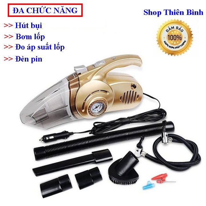 Máy hút bụi ô tô kiêm bơm lốp đa năng 4in1, nhỏ gọn, công suất mạnh