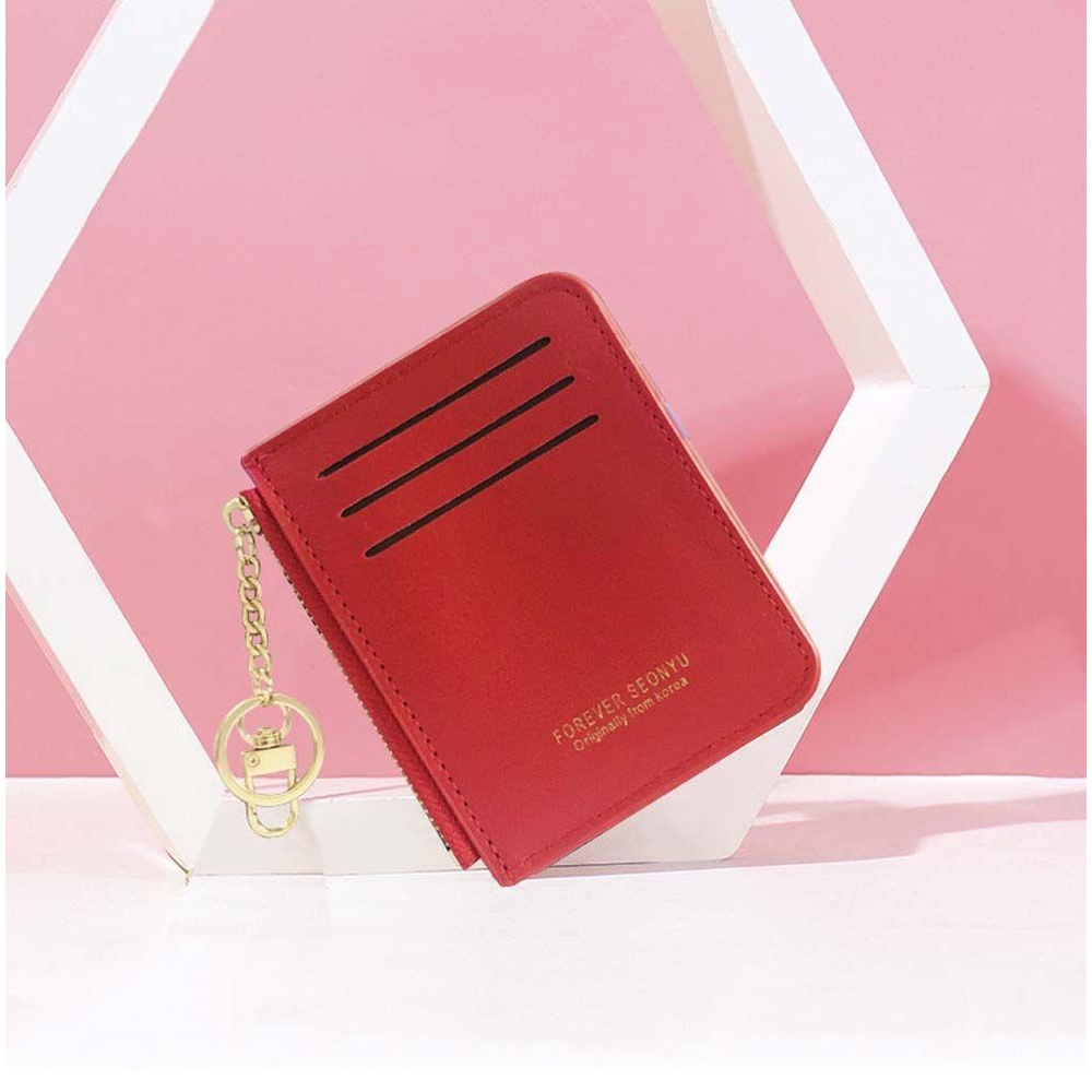 Ví Da PU Mini Có Nhiều Ngăn Đựng Thẻ Và Khóa Kéo Dành Cho Nam Nữ