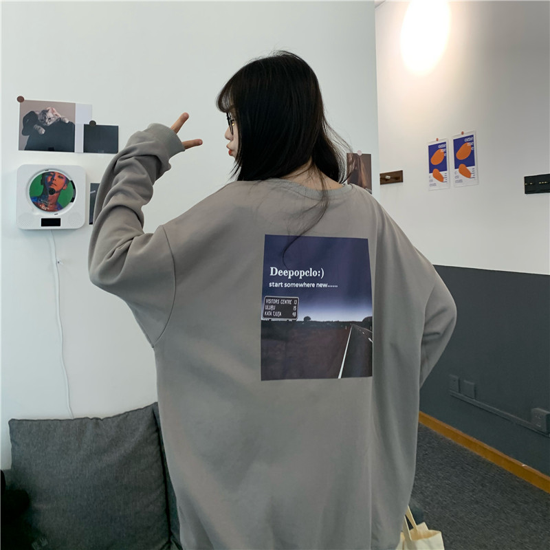 Áo thun mỏng dáng rộng in chữ thời trang mùa thu phong cách Hàn Quốc 216179 | BigBuy360 - bigbuy360.vn