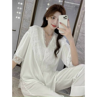 Bộ lụa mặc nhà phối ren cao cấp Quảng Châu