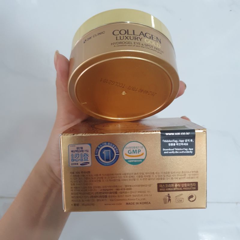 (60 miếng) Mặt Nạ Mắt 3W Clinic Collagen Luxury Gold Hydrogel Eye Spot Patch 90g