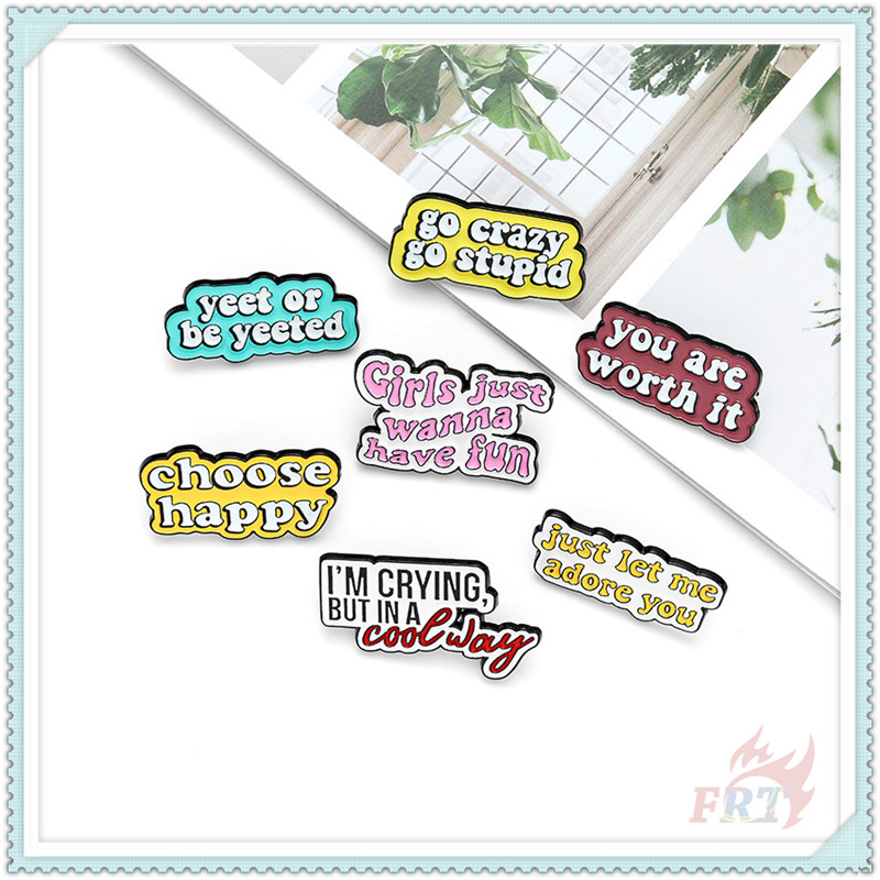 Huy hiệu cài áo ba lô tráng men họa tiết dòng chữ cái Tiếng Anh 01