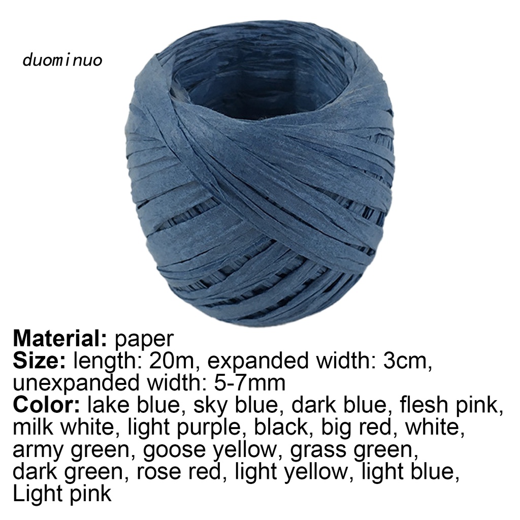 dii 1 Roll Paper Ribbon Wear-resistant Multi-Purpose 17 Colors Raffia Ribbon Paper Rope for Gift